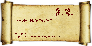 Herde Máté névjegykártya